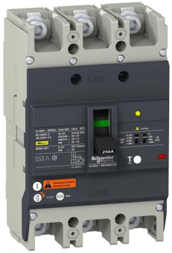 Выключатель автоматический дифференциальный АВДТ 25 кА/415 В 3П3Т 200A | код. EZCV250N3200 | Schneider Electric 